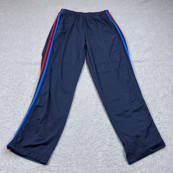 VTG Nike Track Pants Men's XL Navy Ankle Zip Swoosh Logo Side Stripe Gray Tag * - Picture 1 of 16